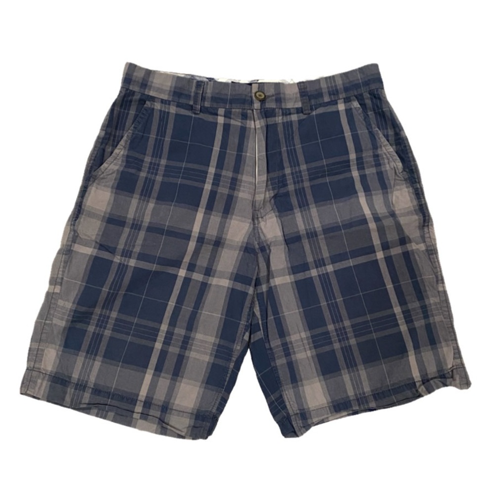 American Eagle Outfitters Longer Length Shorts Men’s 36 Gray/Blue Plaid Chino